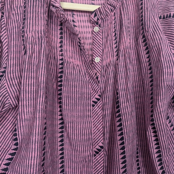 J. Crew Pink Ruffled Neck Pin Tuck Popover Blouse Size M - Picture 4 of 9